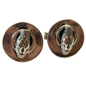 Vtg Signed DELFINO Sterling Silver Snake Cufflinks Taxco Mexico